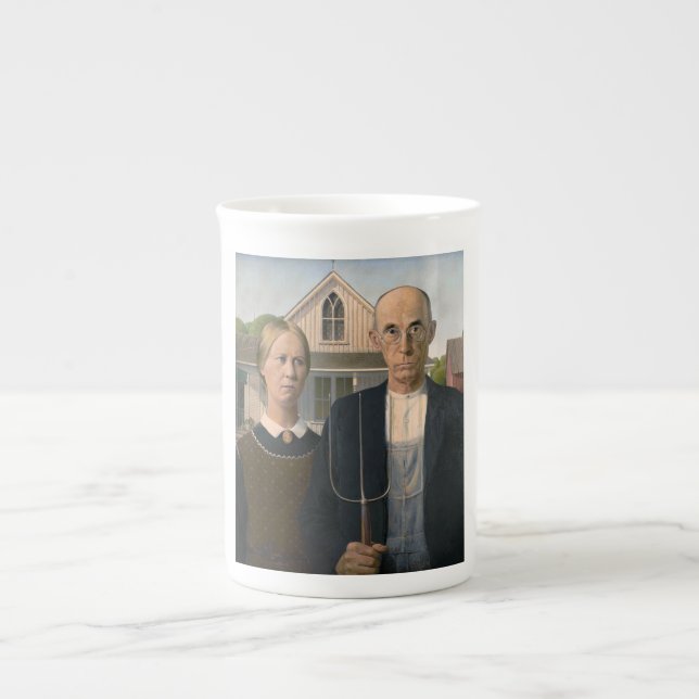 American Gothic: Country Life Poor Rural Farmer Bone China Mug (Front)