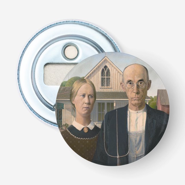 American Gothic: Country Life Poor Rural Farmer Bottle Opener (Front)