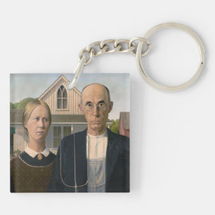 American Gothic: Country Life Poor Rural Farmer Key Ring