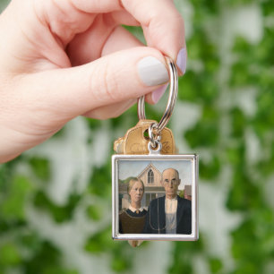 American Gothic: Country Life Poor Rural Farmer Key Ring