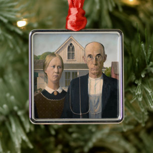American Gothic: Country Life Poor Rural Farmer Metal Ornament