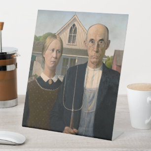 American Gothic: Country Life Poor Rural Farmer Pedestal Sign