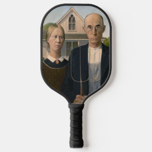 American Gothic: Country Life Poor Rural Farmer Pickleball Paddle