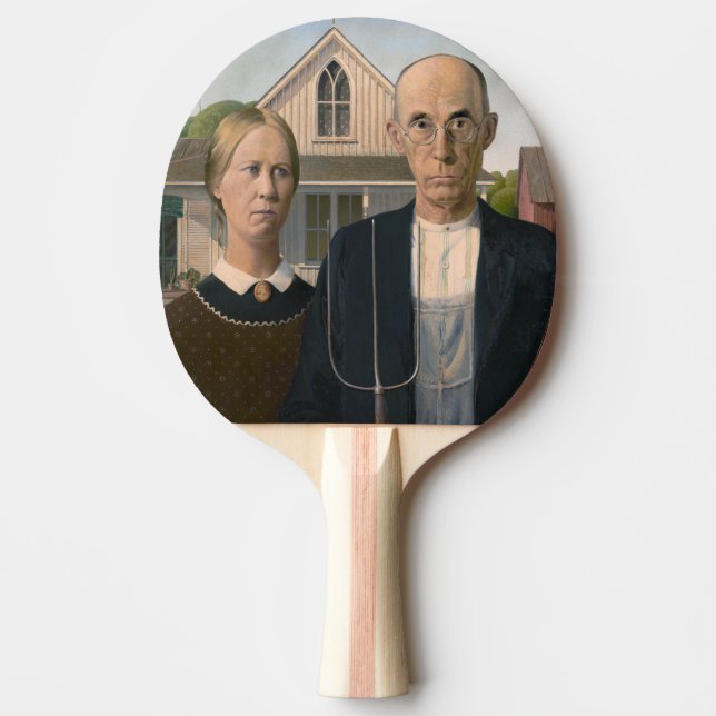 American Gothic: Country Life Poor Rural Farmer Ping Pong Paddle (Front)