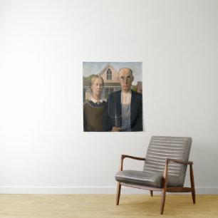 American Gothic: Country Life Poor Rural Farmer Tapestry