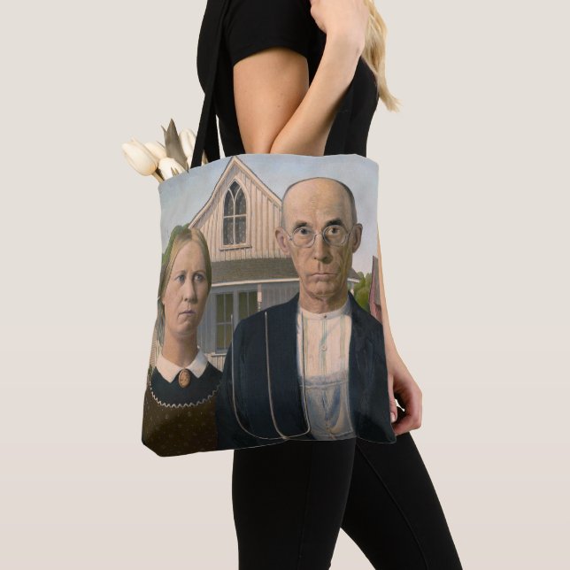 American Gothic: Country Life Poor Rural Farmer Tote Bag (Close Up)
