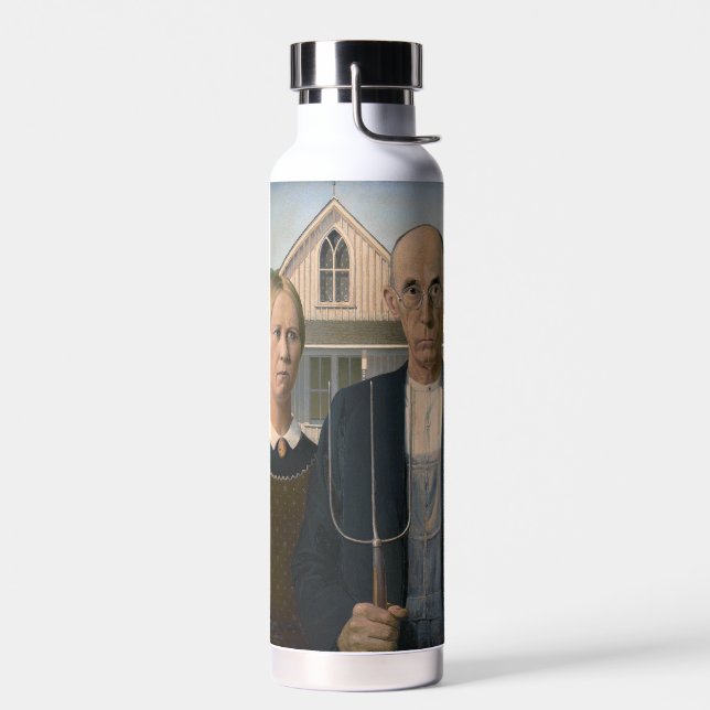 American Gothic: Country Life Poor Rural Farmer Water Bottle (Left)