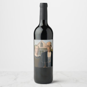 American Gothic: Country Life Poor Rural Farmer Wine Label