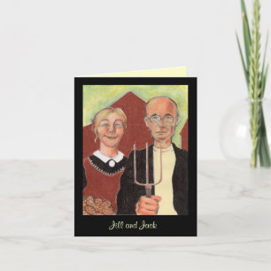 American Gothic couple Valentine Card Personalise