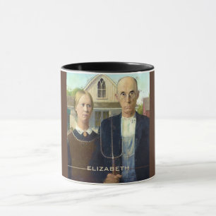 American Gothic Fine Art Oil Painting Mug