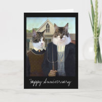 American Gothic funny Cat anniversary