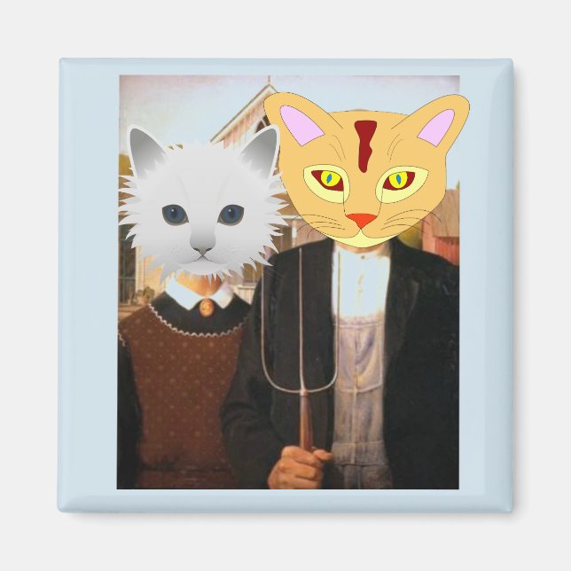 American Gothic Funny CATS Magnets (Front)