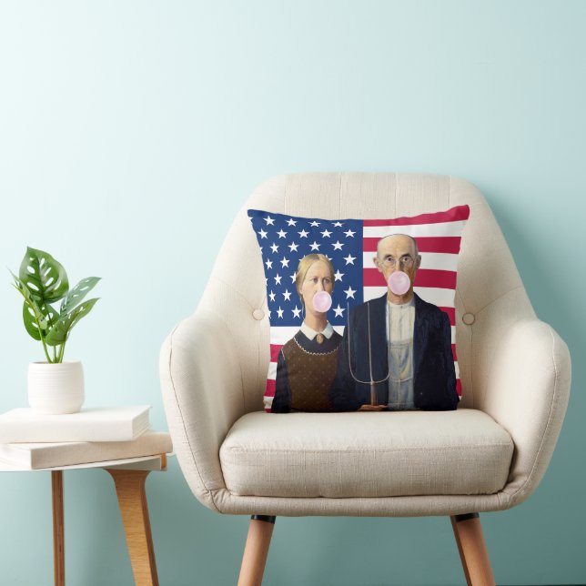 American Gothic Grant Wood    Cushion (Chair)