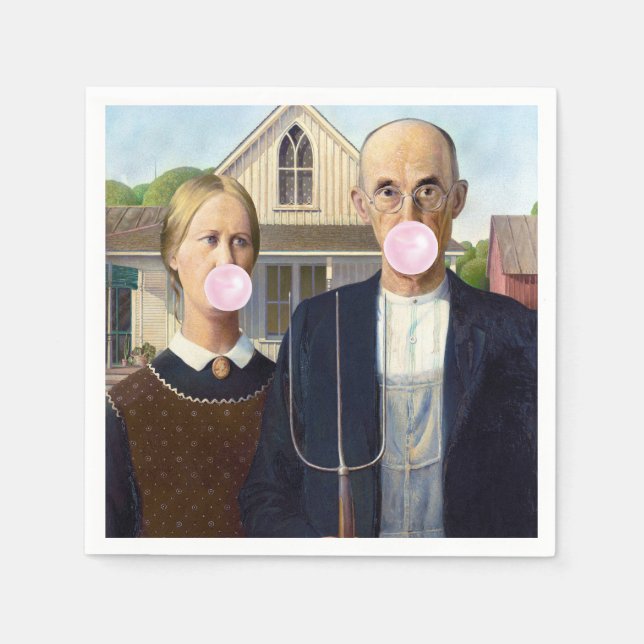 American Gothic Grant Wood     Napkin (Front)