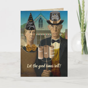 American Gothic Happy New Year Without 2020 Drama Holiday Card
