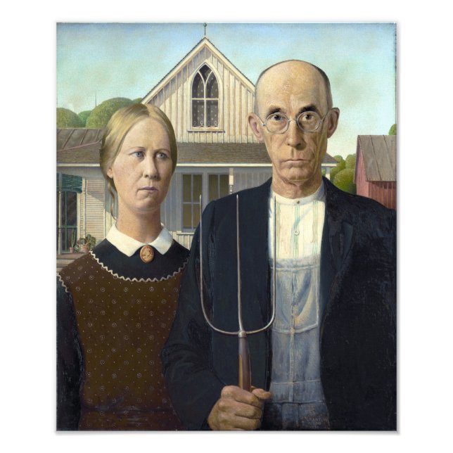 American Gothic Painting by Grant Wood Photo Print (Front)