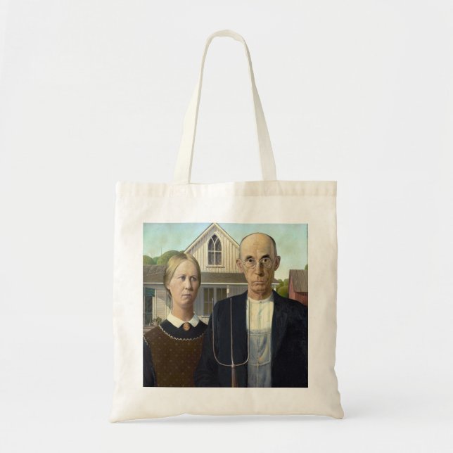 American Gothic Painting by Grant Wood Tote Bag (Front)
