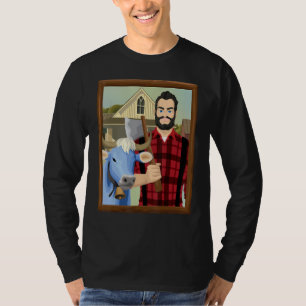 American Gothic Parody MN Paul Bunyan and Babe Blu T-Shirt