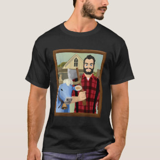 American Gothic Parody MN Paul Bunyan and Babe Blu T-Shirt