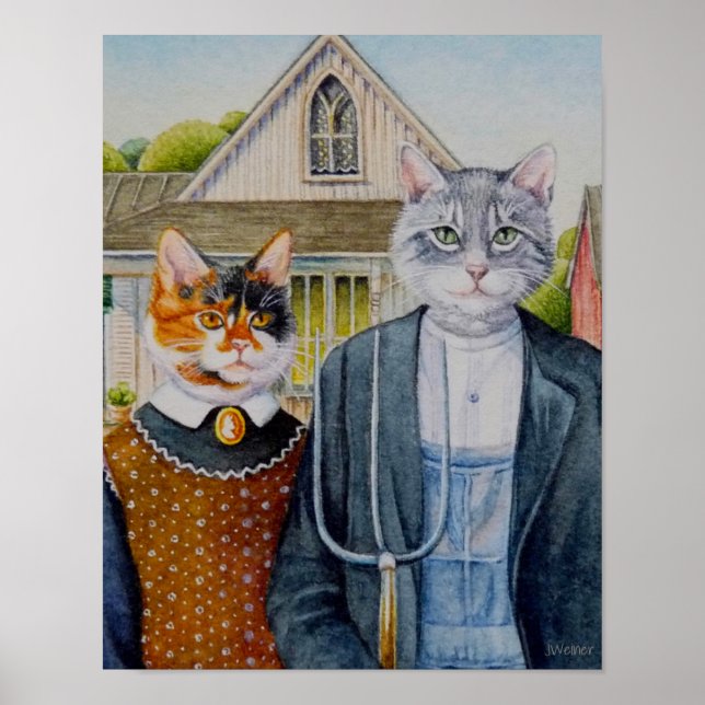 American Gothic Parody Painting Watercolor 11x14 Poster (Front)