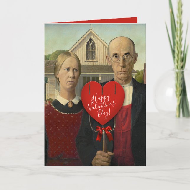 American Gothic Valentine- Love Keeps Us Together Holiday Card (Front)