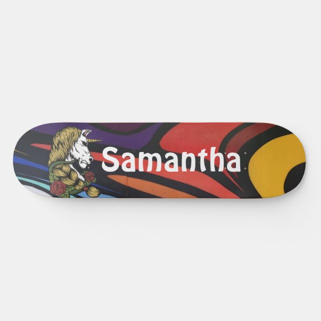 AMERICAN GRAFFIT Personalised Unicorn   Skateboard (Horz)