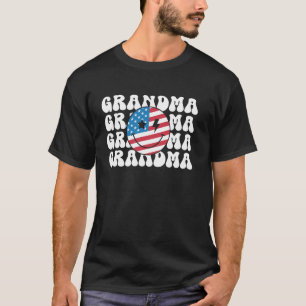 American Grandma Retro Groovy 4th of July Smile Fa T-Shirt