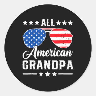 American Grandpa 4th Of July Patriotic Usa Matchin Classic Round Sticker