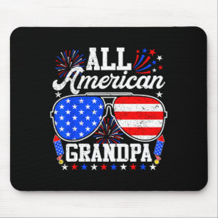American grandpa 4th of july sunglasses family mouse pad