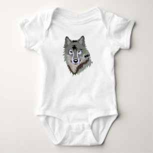 American gray wolf baby bodysuit