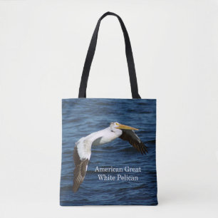 American Great White Pelican all over tote bag