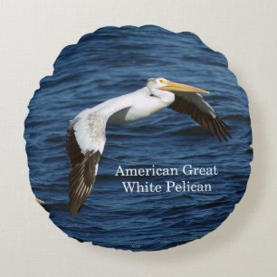American Great White Pelican round Pillow