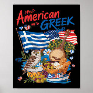 American Greek Flag Outfit Idea for Women with Poster
