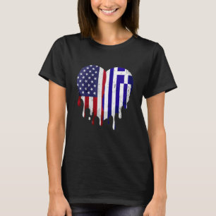 American Greek Heritage Month Greece Flag Heart T-Shirt
