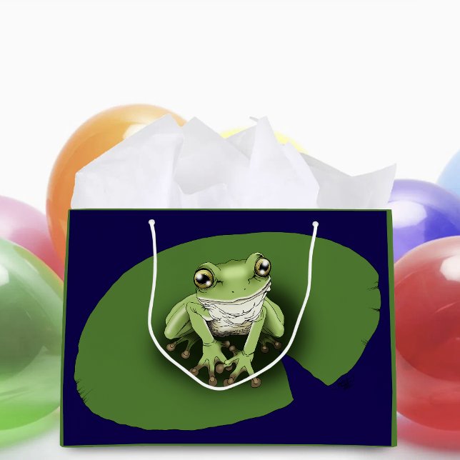 American Green Tree Frog Lily Pad Large Gift Bag (Creator Uploaded)