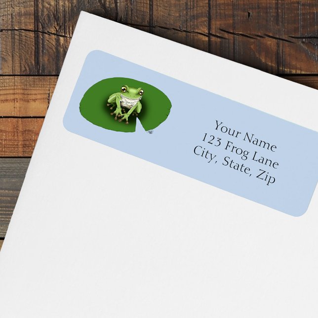 American Green Tree Frog Lily Pad Return Address Label (Creator Uploaded)