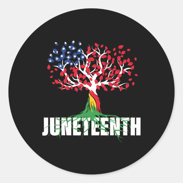 American Grown African Root Tree Juneteenth Black  Classic Round Sticker (Front)