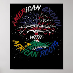 American Grown African Roots Usa Flag Black Histor Poster