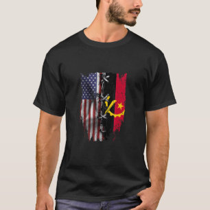American Grown Angolan Roots USA Angolan Flag T-Shirt