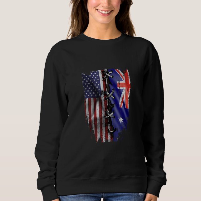 American Grown Australian Roots USA Australia Flag Sweatshirt (Front)