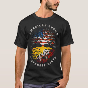American Grown Bhutanese Roots Bhutan Flag T-Shirt