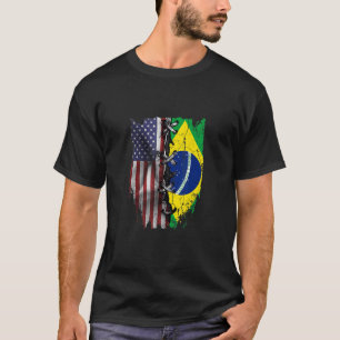 American Grown Brazilian Roots USA Brazil Flag T-Shirt