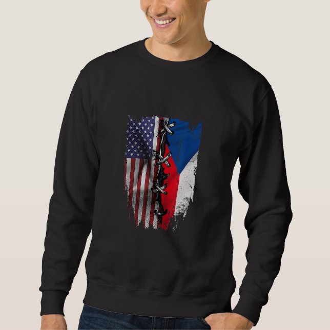 American Grown Czech Roots USA Czech Republic Flag Sweatshirt (Front)