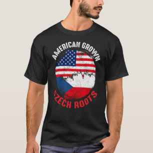 American Grown Czech Roots Vintage Flags for Men W T-Shirt