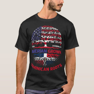 American Grown Dominican Roots Dominica Flag Usa F T-Shirt