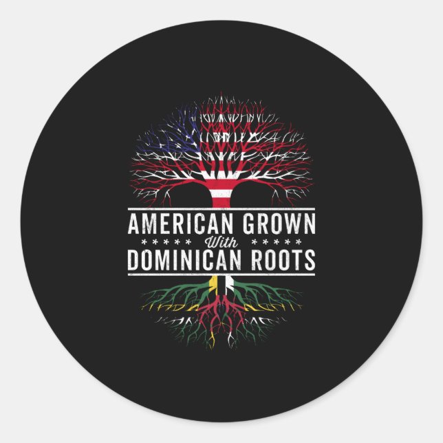 American Grown Dominican Roots Flag Classic Round Sticker (Front)
