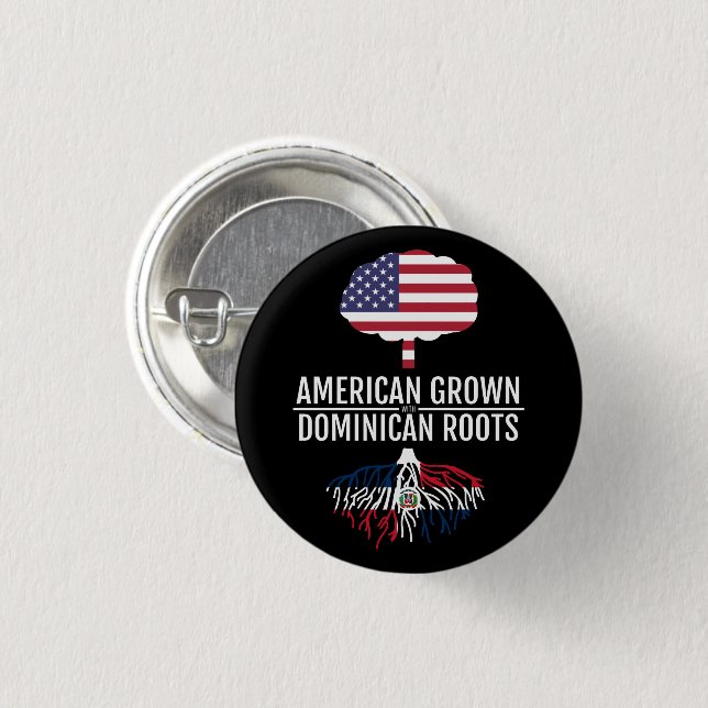 American Grown Dominican Roots National Flag 3 Cm Round Badge (Front & Back)