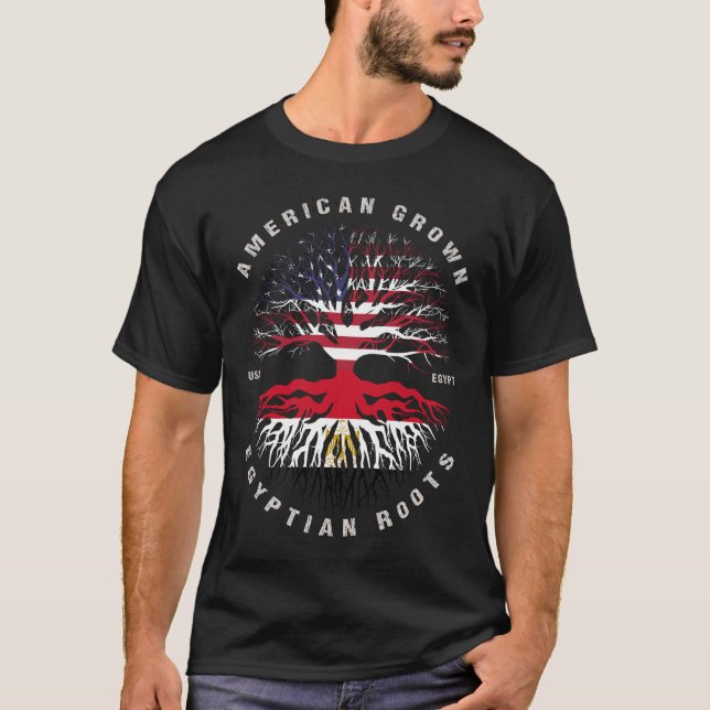 American Grown Egyptian Roots Egypt Flag T-Shirt (Front)