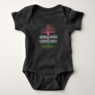 American Grown Ethiopian Roots Flag Baby Bodysuit