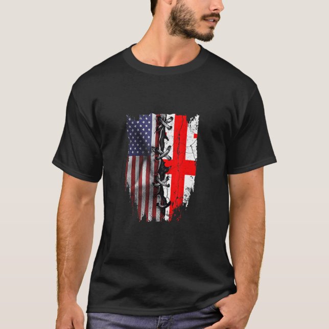 American Grown Georgian Roots USA Georgia Flag T-Shirt (Front)